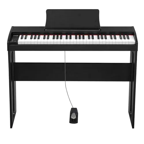 36×11 Inch MOOZICA 61-Key Semi-Weighted Digital Piano with Bluetooth, Headphones, and Sustain Pedal