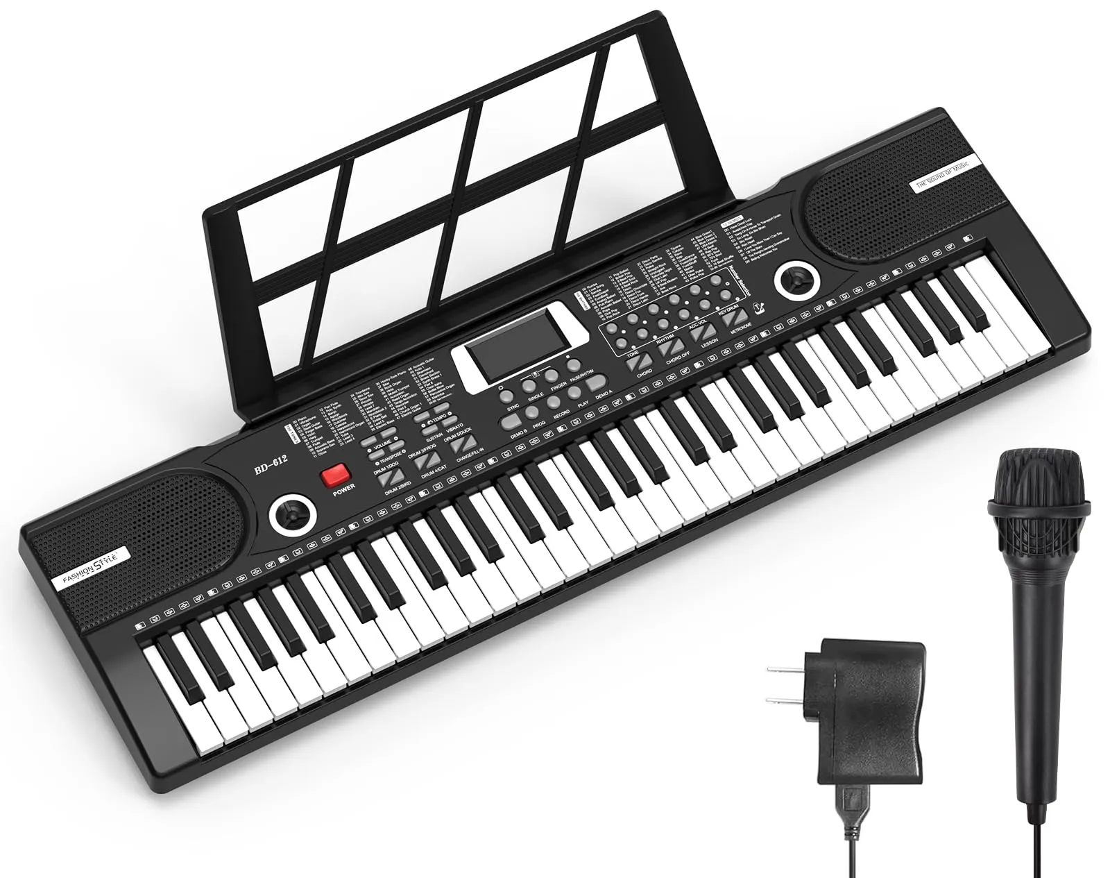 61-Key Portable Electronic Digital Piano with Built-In Speaker, Microphone, and Music Stand