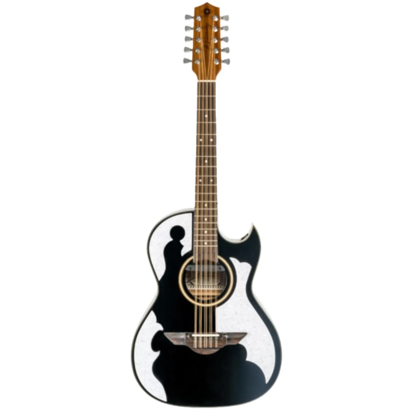 7-String Acoustic-Electric Guitar, Ambidextrous, Black, Premium Electronics, Rich Tone