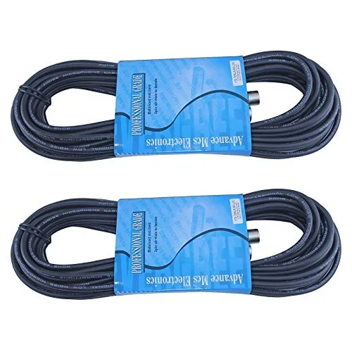 75ft XLR Microphone Cable 2-Pack with Locking Connectors, Ultra Flexible & Professional Quality