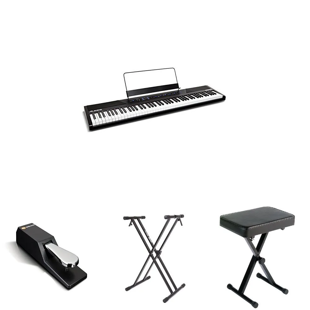 Alesis Recital 88-Key Beginner Digital Piano with Semi-Weighted Keys, Stand, Bench, and Pedal