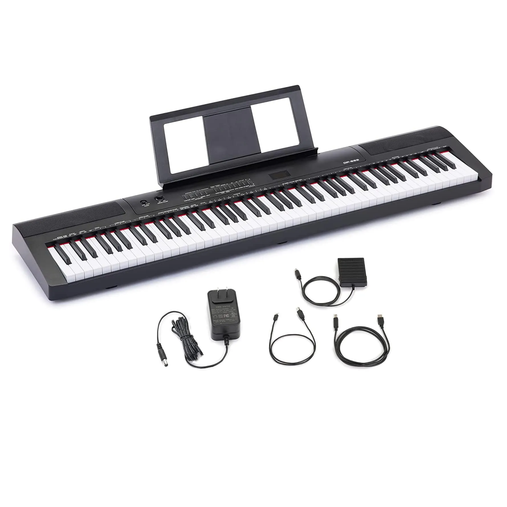 Amazon Basics 88-Key Digital Piano with Semi-Weighted Keyboard, Sustain Pedal, Black