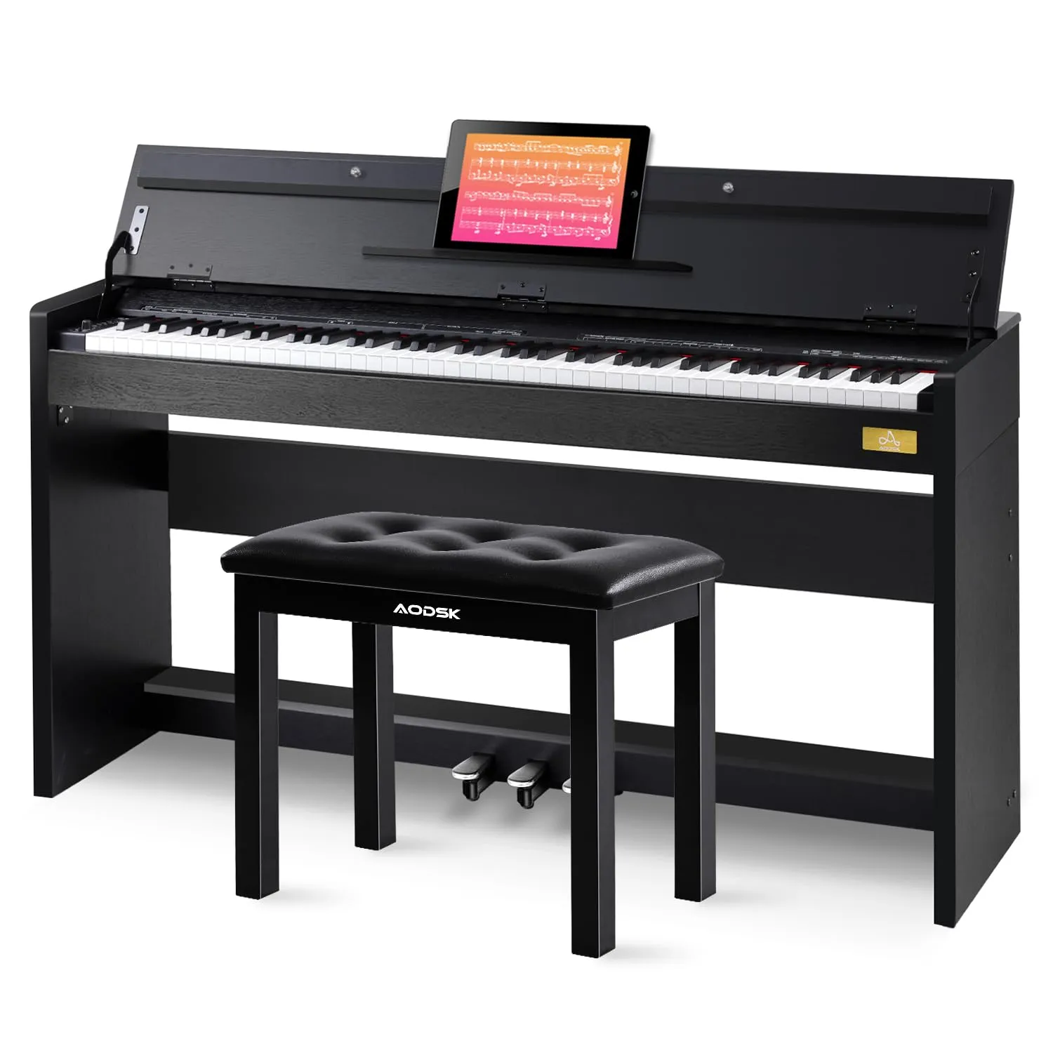 AODSK 88-Key Weighted Action Digital Piano with Bench, Graded Hammer Keyboard, Black