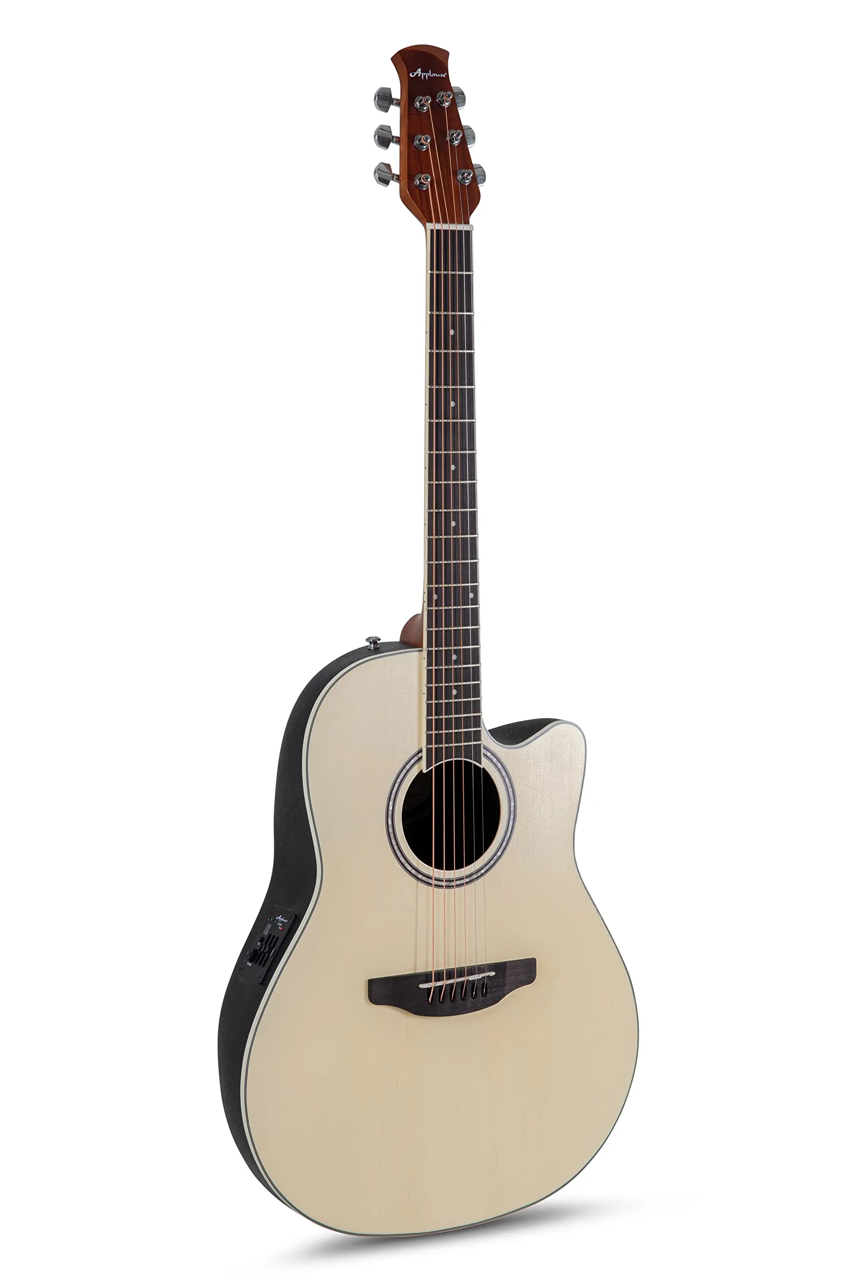 Applause Traditional AB24-4S Mid Cutaway Electric Acoustic Guitar Natural Satin, 643mm Scale Length