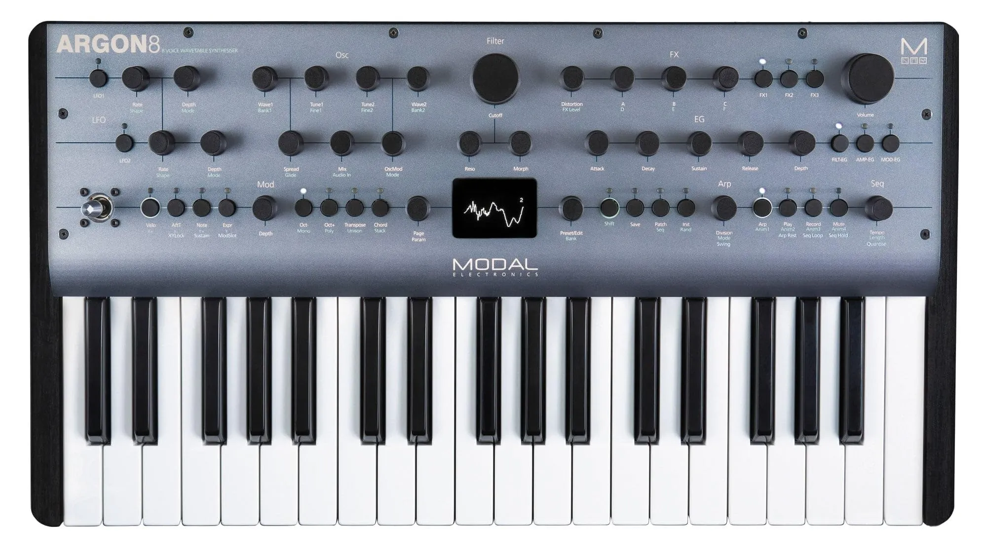 ARGON8 8-Voice Wavetable Synthesiser with 37 Keys and Advanced FX Algorithms