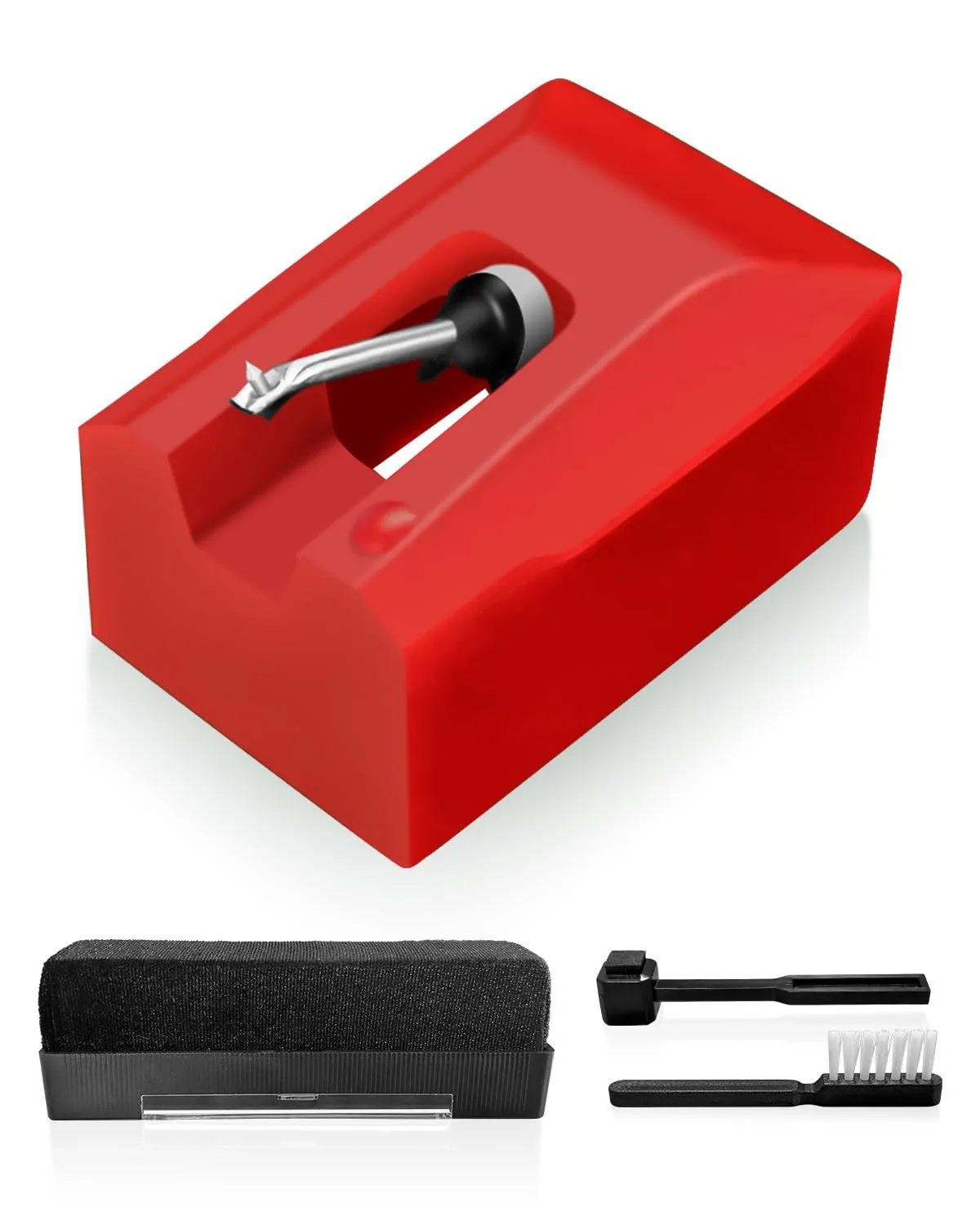 ATN95E Replacement Stylus for Audio-Technica Turntables with Phono Brush, Red Diamond Needle