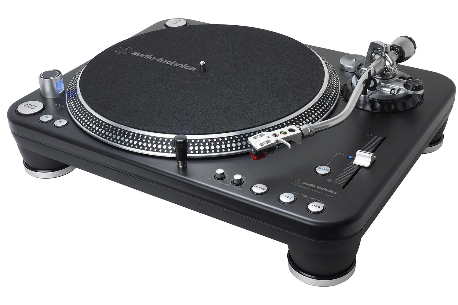 Audio-Technica AT-LP1240USBXP DJ Turntable, High-Torque Direct-Drive, USB/Analog, Black, 33/45/78 RPM