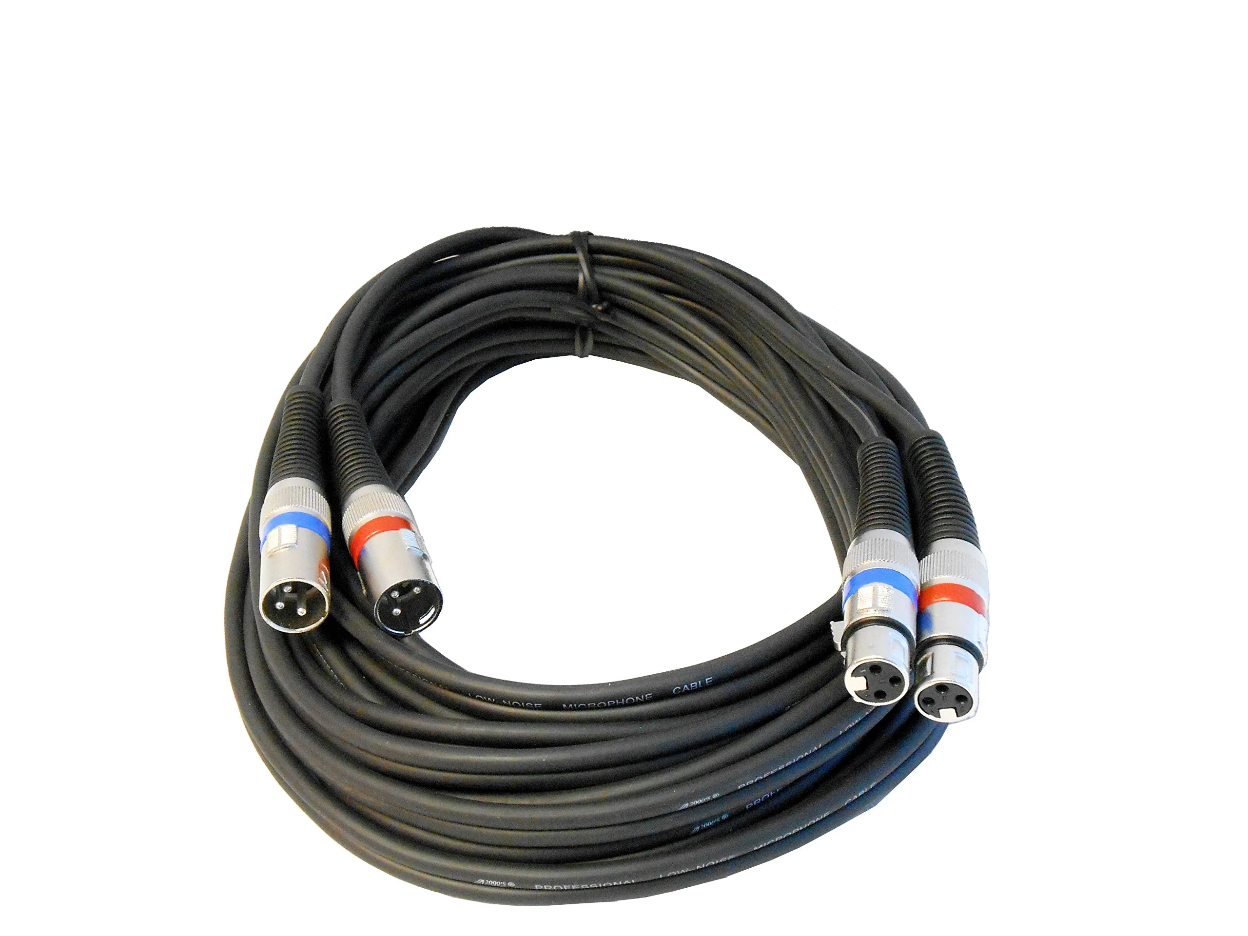 Audio2000'S ADC203J 33ft Dual XLRF-XLRM Balanced Audio Cable, 6mm Thickness, Durable & Lightweight