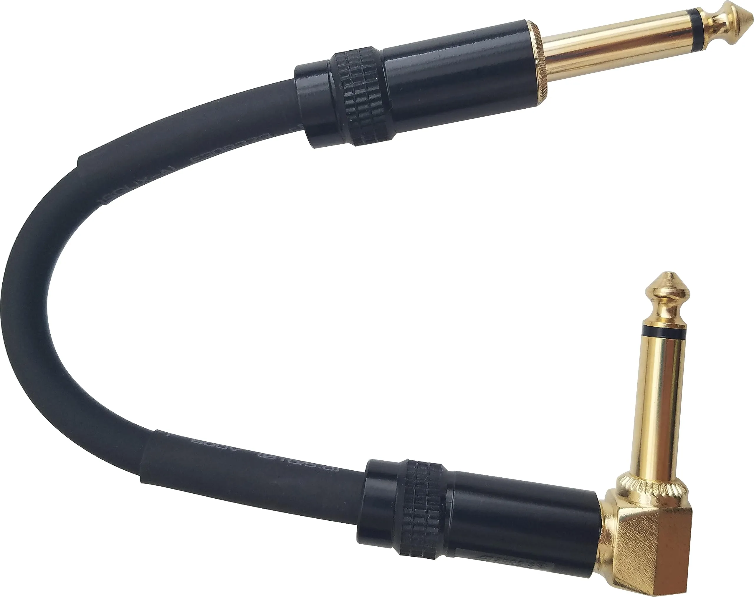 Audio2000'S E28100 6-Inch Gold-Plated 1/4' TS Right Angle & Straight Instrument Cable