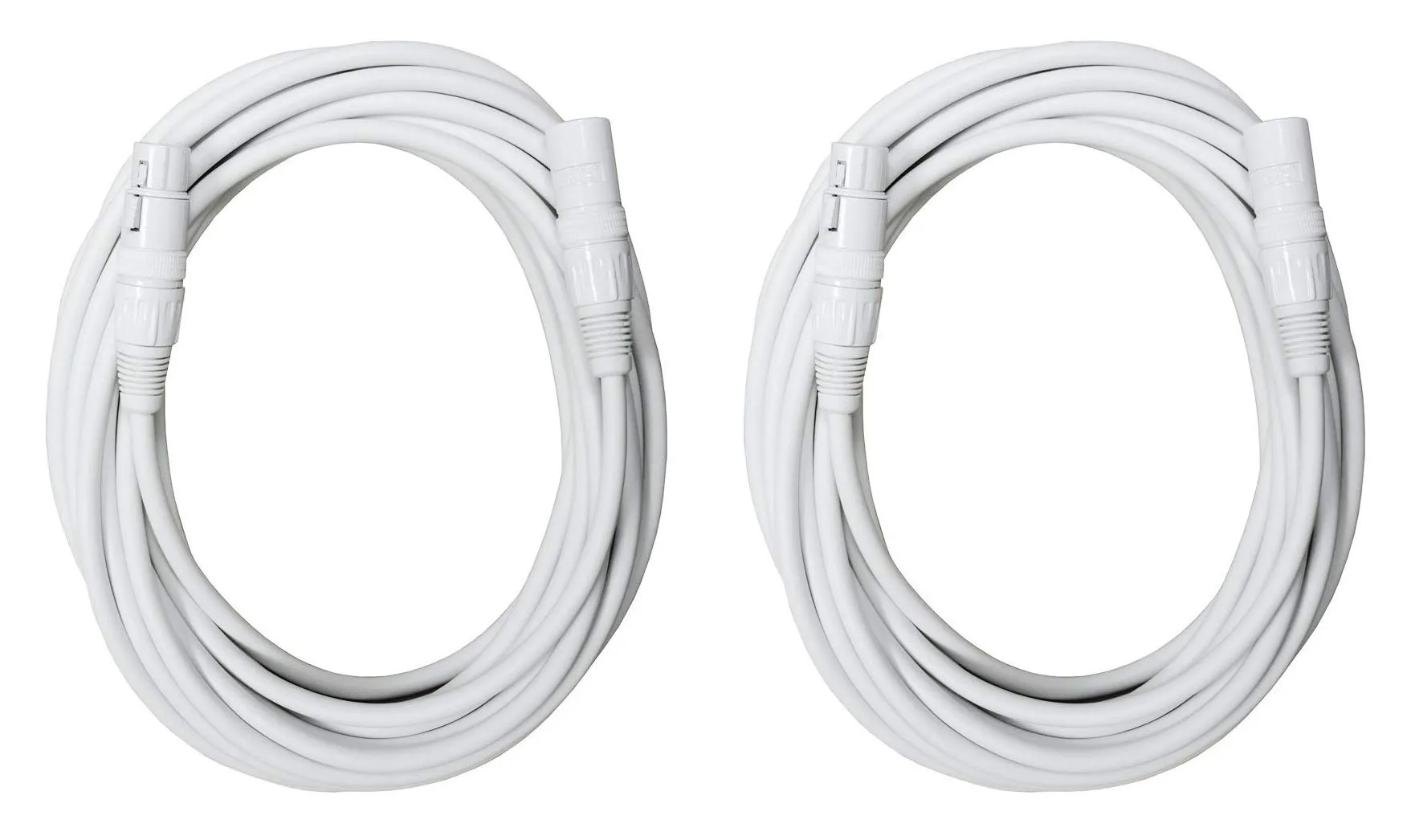 Audio2000'S E80125P2 Two-Pack 25-Feet XLR Female to Male Professional White Balanced Cables