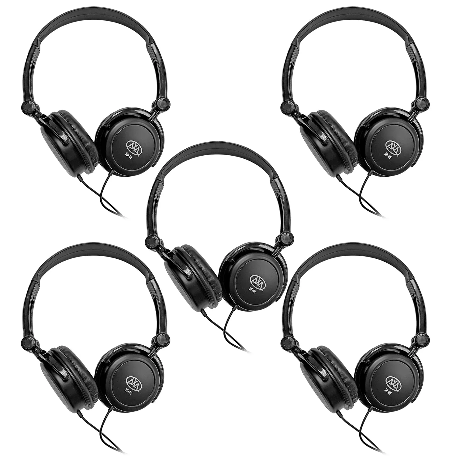 AxcessAbles On-Ear Closed-Back Studio Headphones 5-Pack