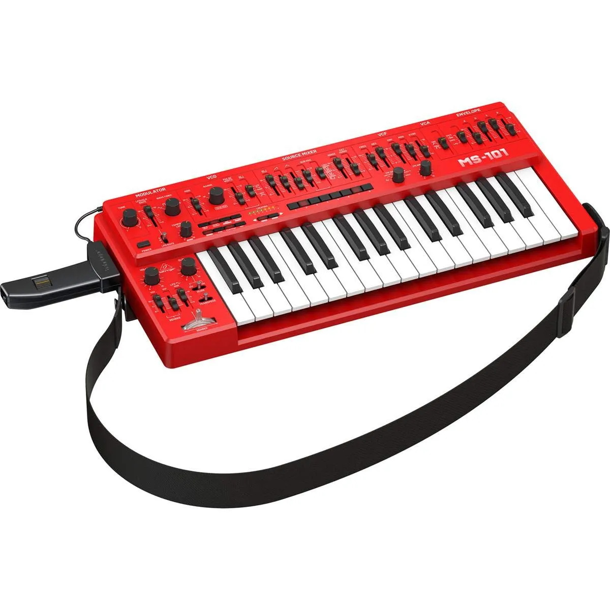 Behringer MS-1-RD Analog Synthesizer with Handgrip, 32-Key Monophonic, Red Finish