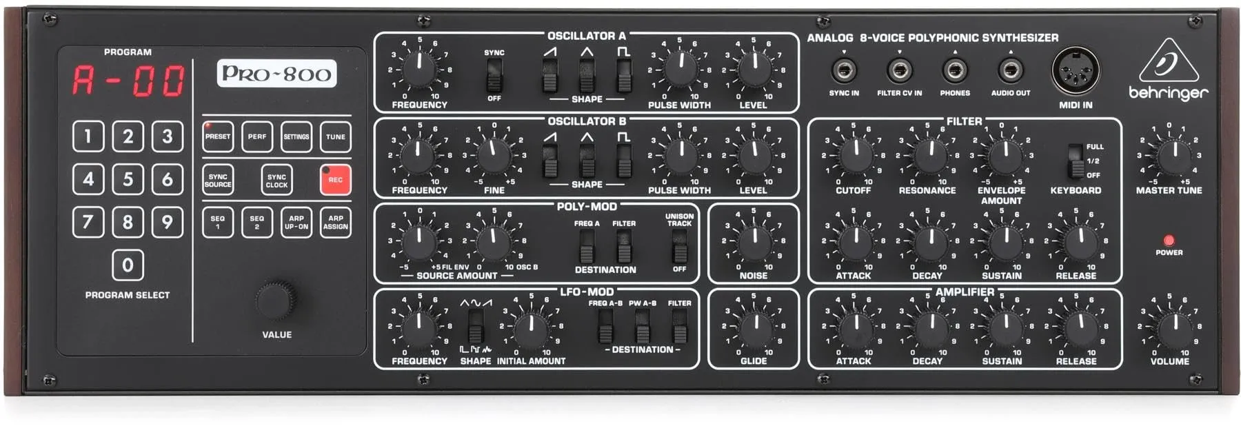 Behringer Pro-800 8-Voice Polyphonic Analog Synthesizer with 16 Oscillators