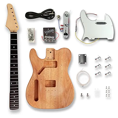 BexGears Left-Handed DIY Electric Guitar Kit with Okoume Body, Maple Neck & Ebony Fingerboard