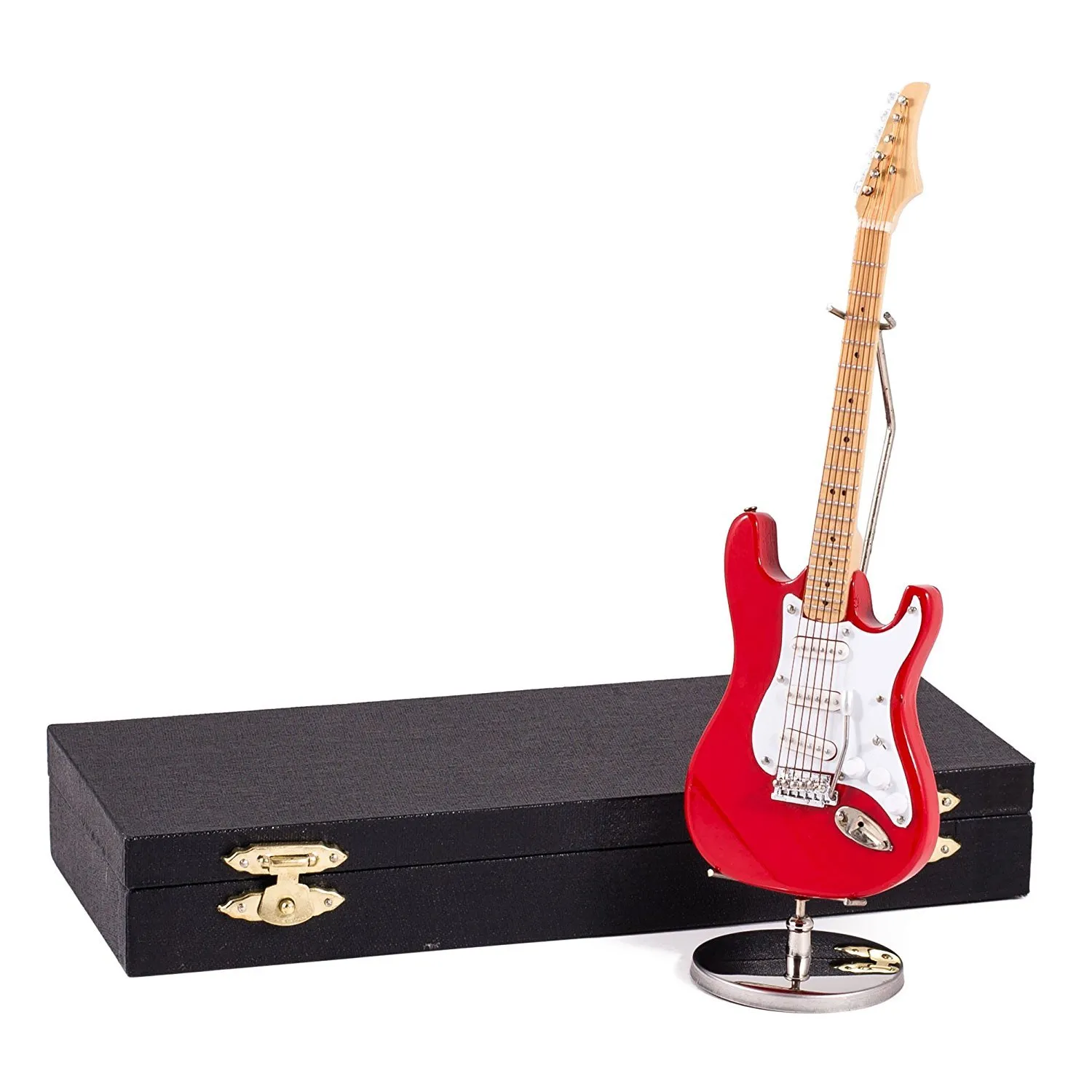 Broadway Gifts Co. 7 Inch Red Electric Guitar Replica with Case & Stand Figurine