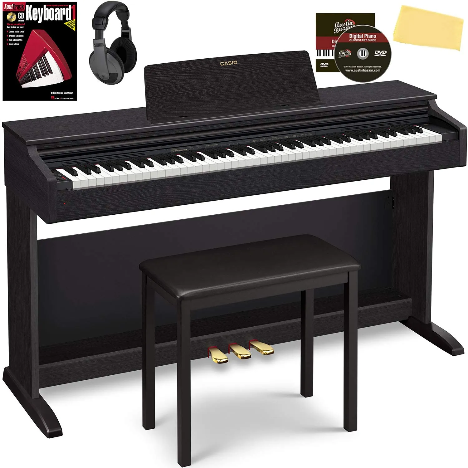 Casio AP-270 Celviano Digital Piano Bundle - Black with Bench, Headphones & Online Lessons