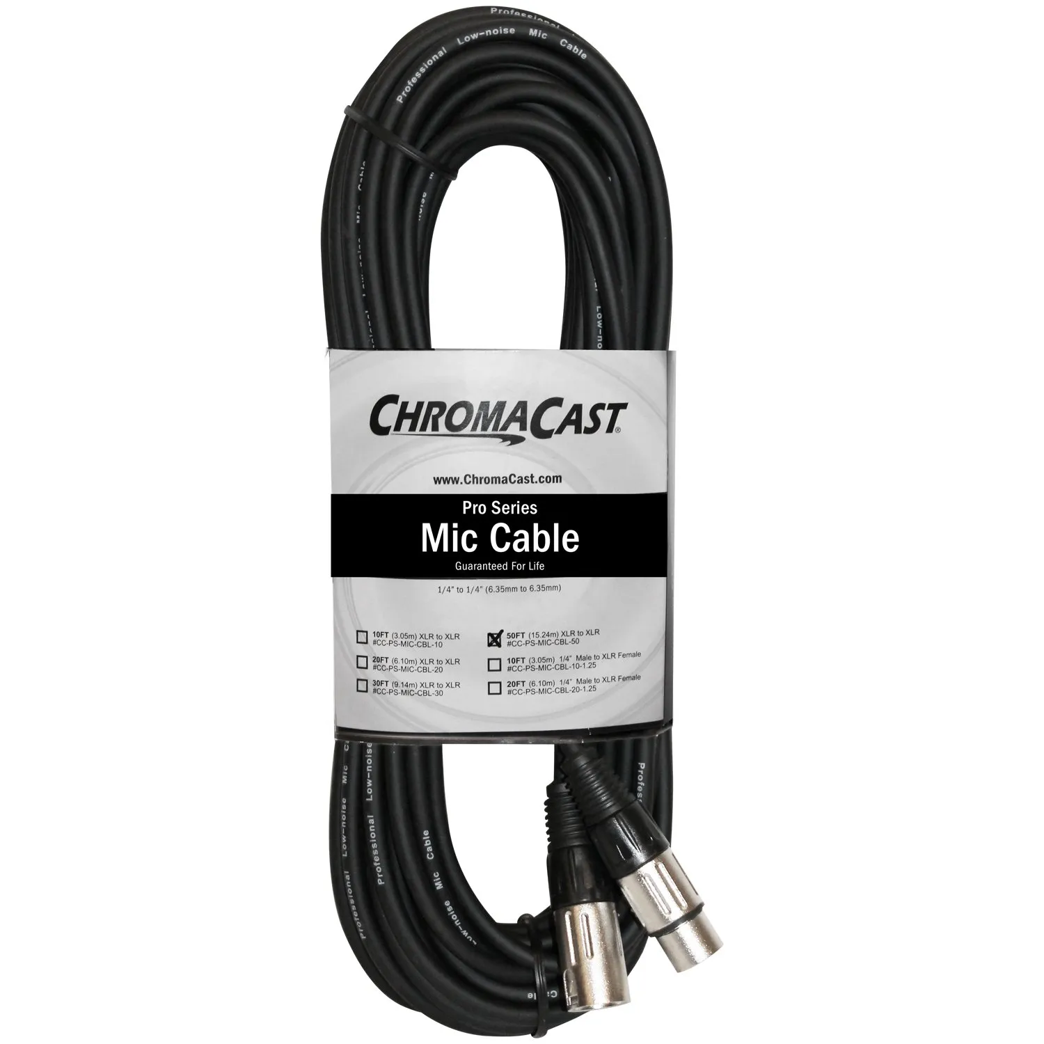 ChromaCast Pro Series 50ft XLR Mic Cable - Durable, Flexible, Anti-Tangle Design, Black