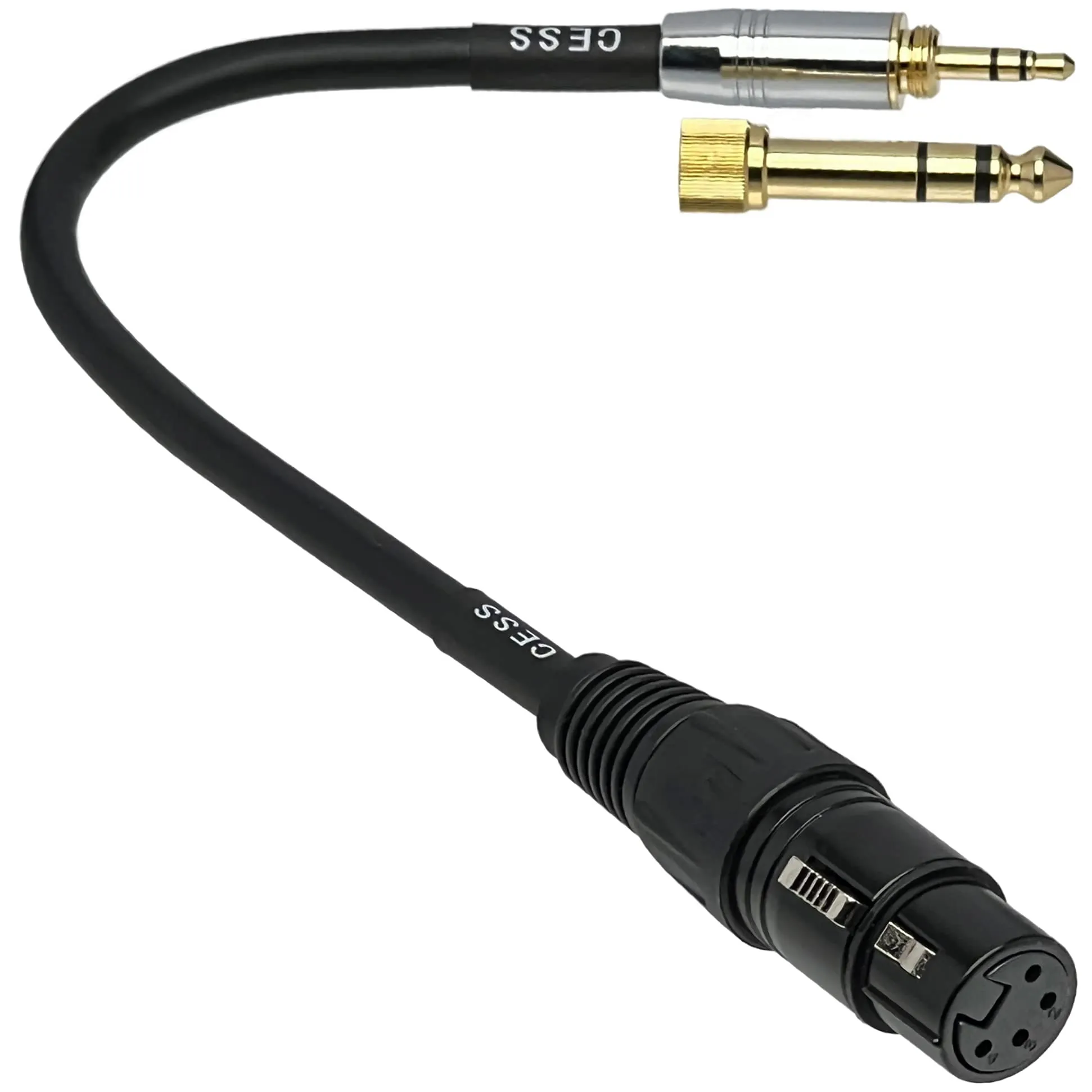 CNCESS CESS-223 Stereo 3.5mm TRS & 6.35mm Adapter to 4-Pin XLR Female Jack Cable