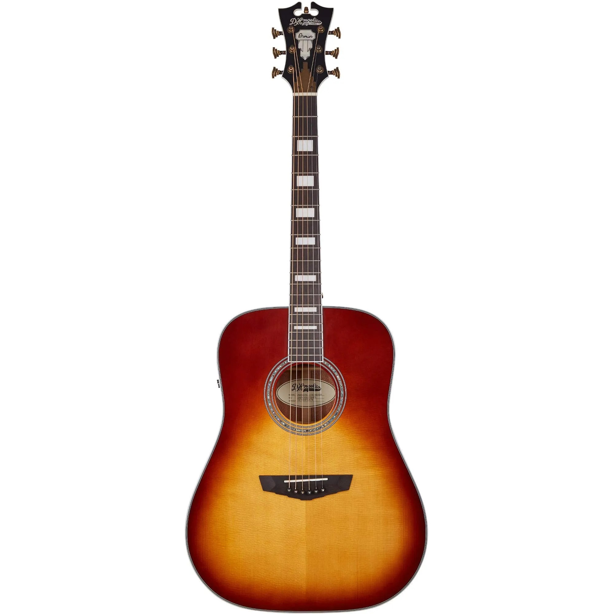 D'Angelico 6 String Acoustic-Electric Guitar Iced Tea Burst with Mahogany Back and Sides