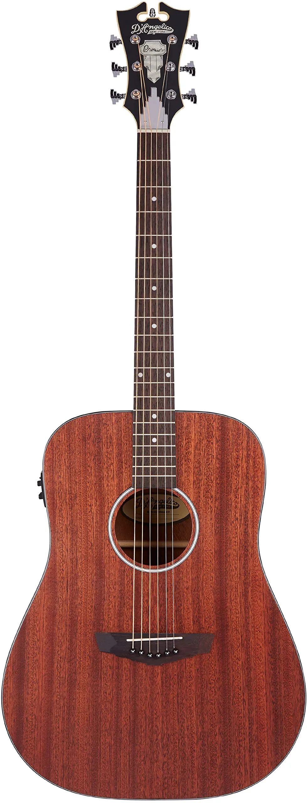 D'Angelico 6 String Acoustic-Electric Guitar, Natural Mahogany Finish, DAPLSD300MAHCP