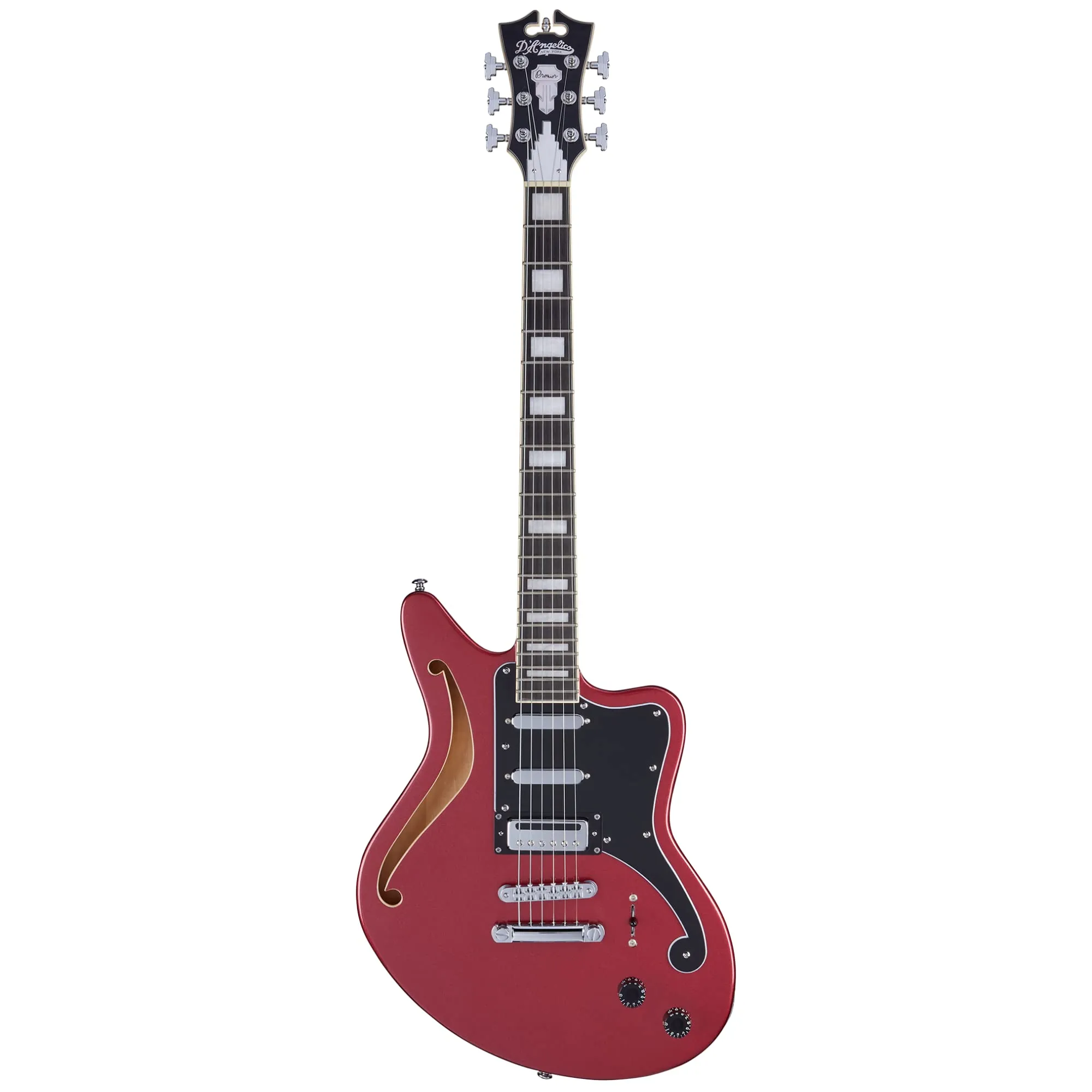 D'Angelico 6 String Semi-Hollow Electric Guitar Oxblood with Seymour Duncan Pickups