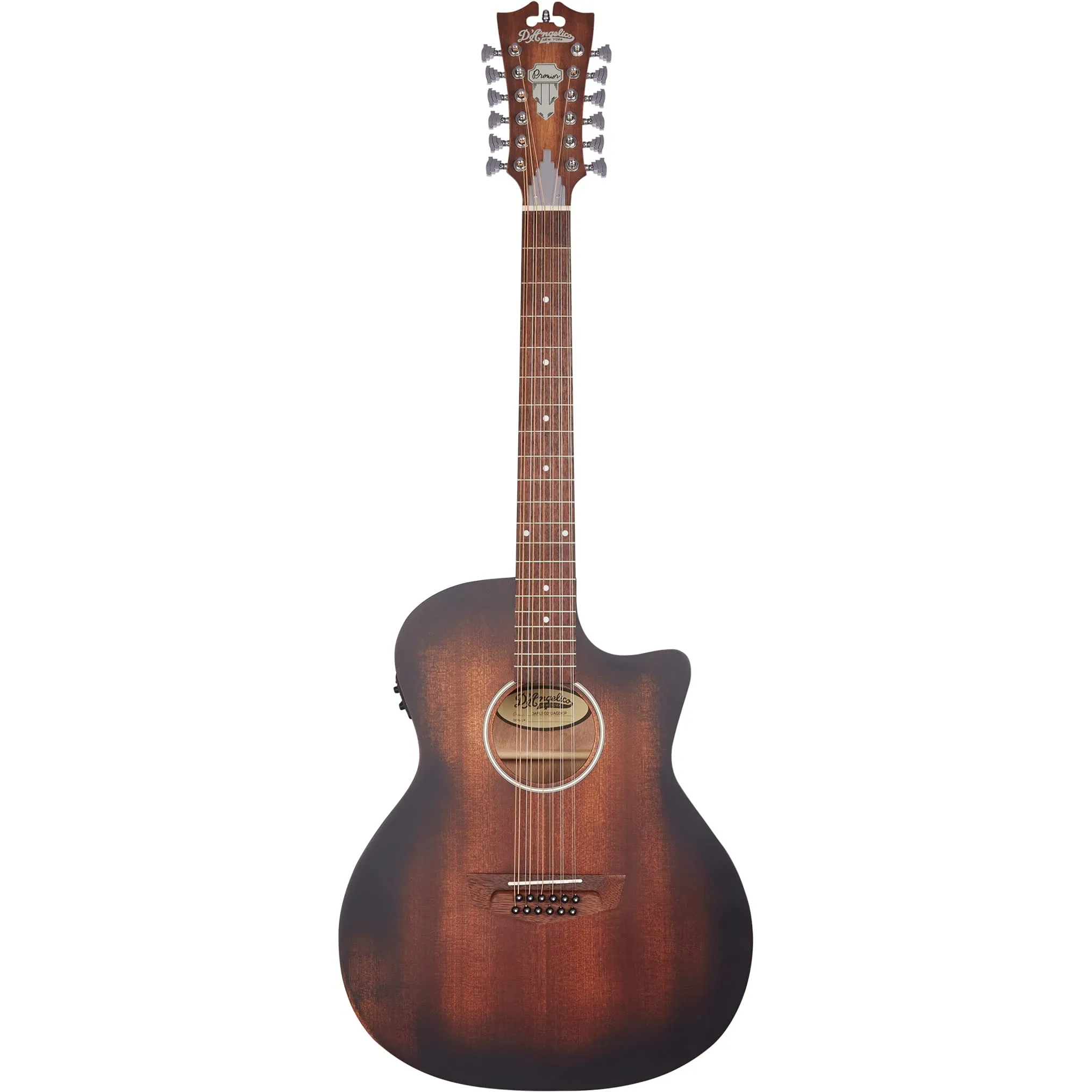 D'Angelico Electro Acoustic 12 String Electric Guitar, Aged Mahogany, Ergonomic Design