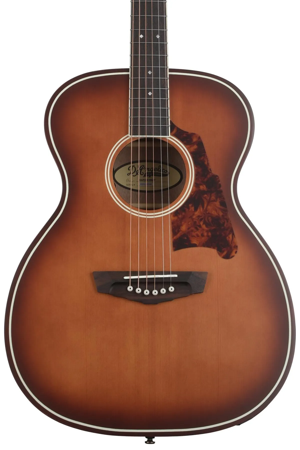 D'Angelico Premier Tammany OM Acoustic-Electric Guitar - Caramel Burst, 6-String, Sapele Back