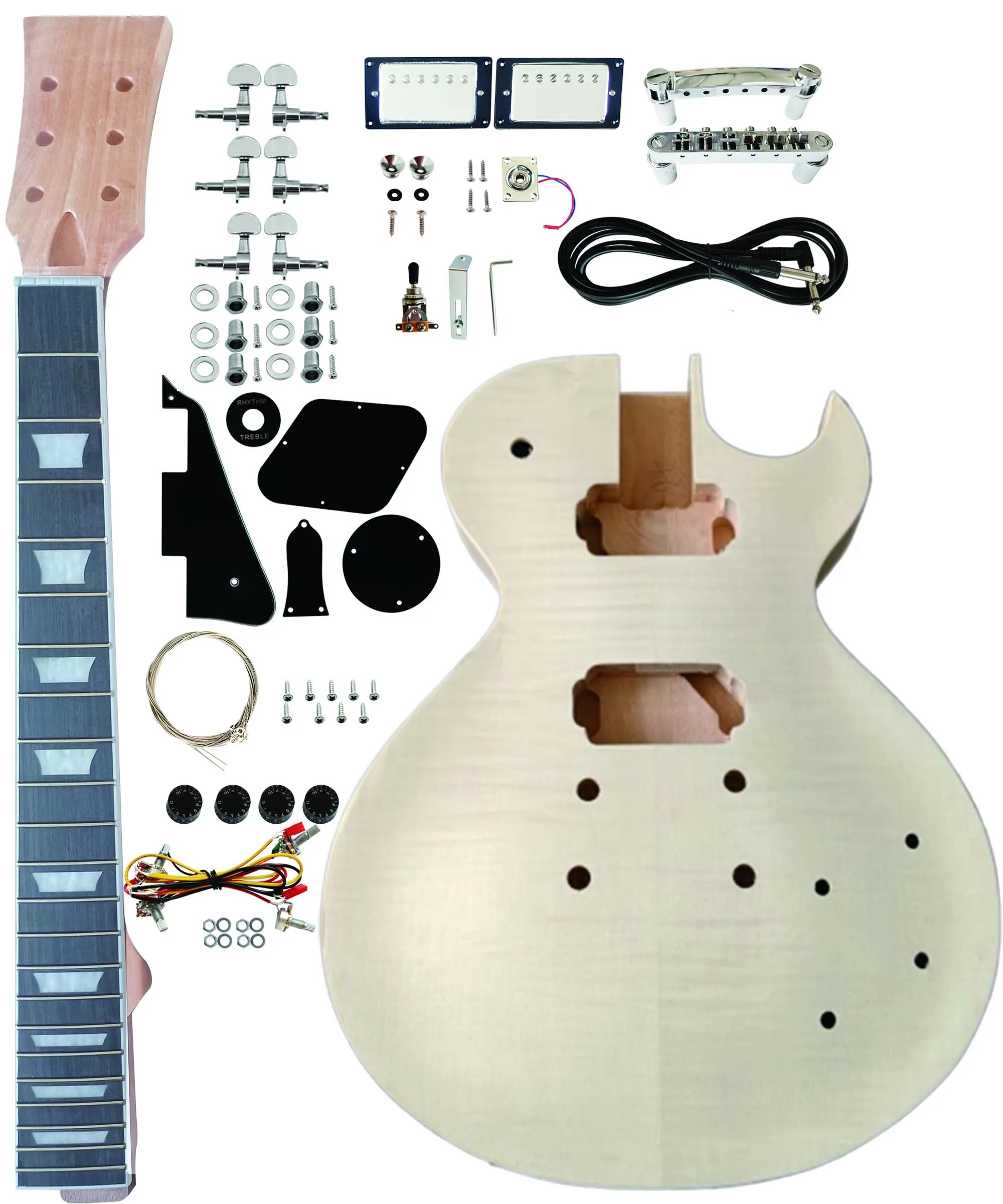 DIY Electric Guitar Kit - Mahogany Body & Neck, Rosewood Fingerboard, All Components Included