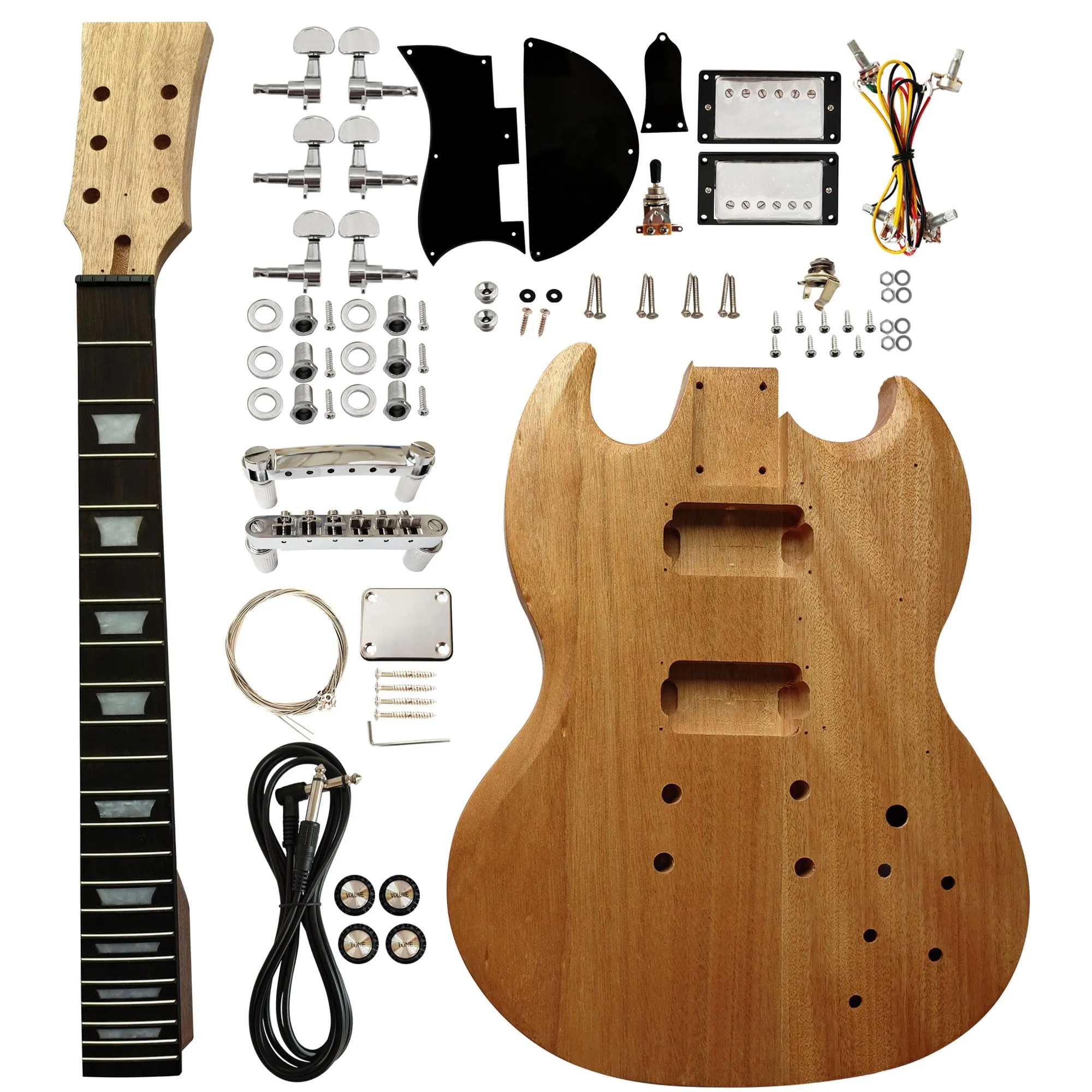 DIY Electric Guitar Kit SG Style Right-Handed with Mahogany Body, Neck & Rosewood Fingerboard