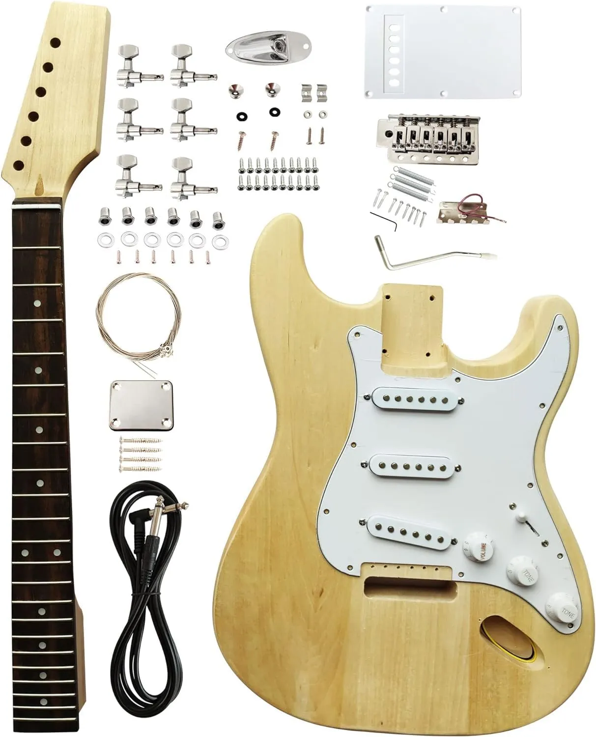 DIY Electric Guitar Kits Strat Style Mahogany Body with Maple Neck & Rosewood Fingerboard