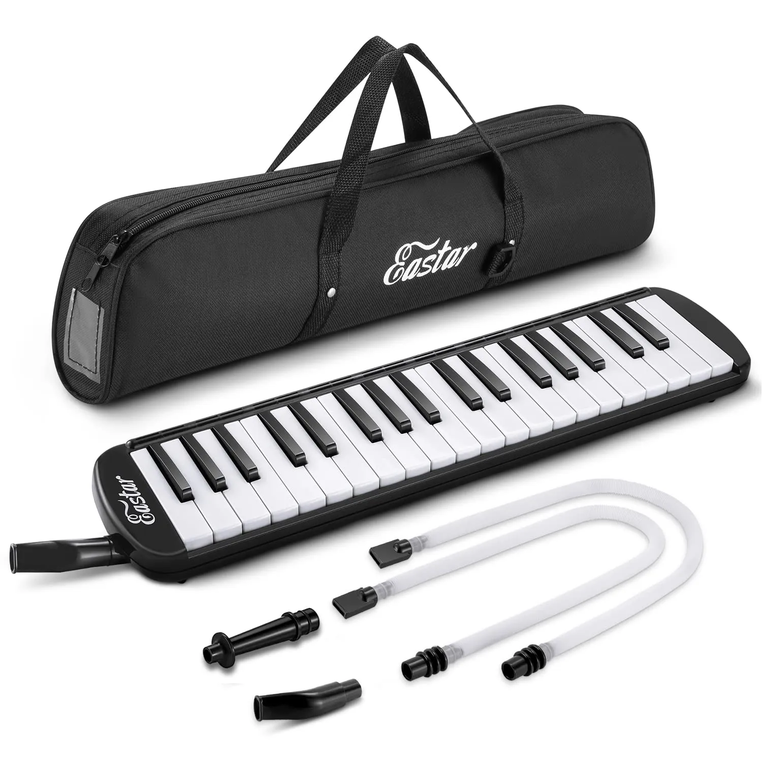 Eastar 37 Keys Melodica Instrument Black Soprano Piano with Tubes, Mouthpieces & Carrying Bag