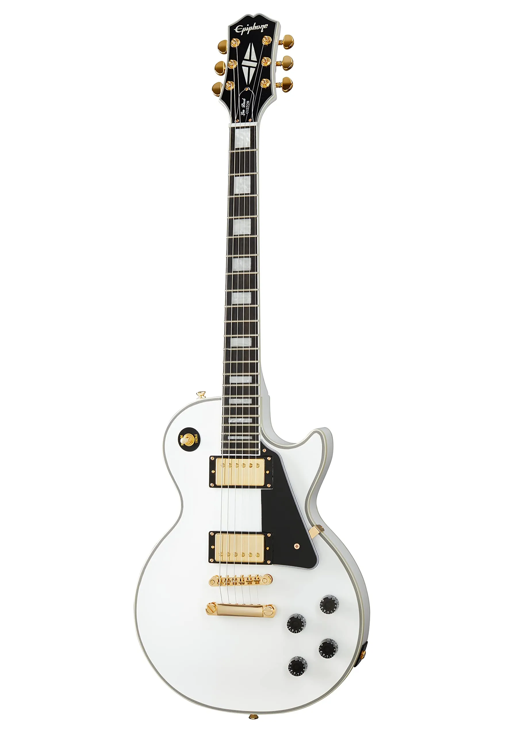 Epiphone Les Paul Custom Electric Guitar, Alpine White with Gold Hardware, Slim-Taper Neck