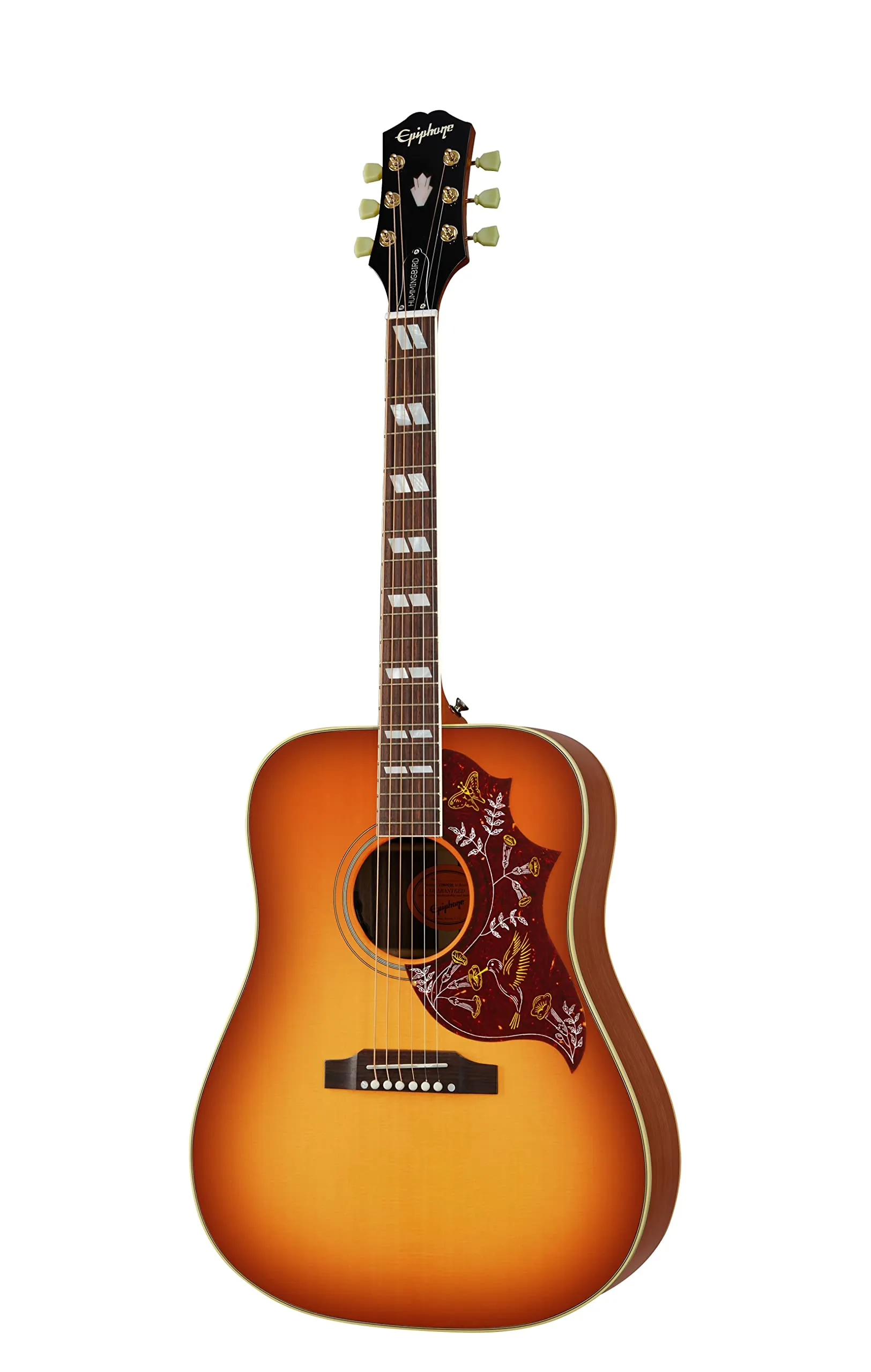 Epiphone Masterbilt Hummingbird Acoustic Electric Guitar, Aged Cherry Sunburst Finish