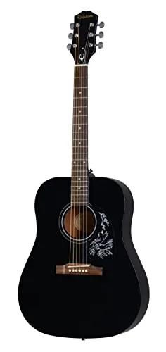 Epiphone Starling Dreadnought Acoustic Guitar - Ebony Finish, Layered Spruce Top, Mahogany Neck