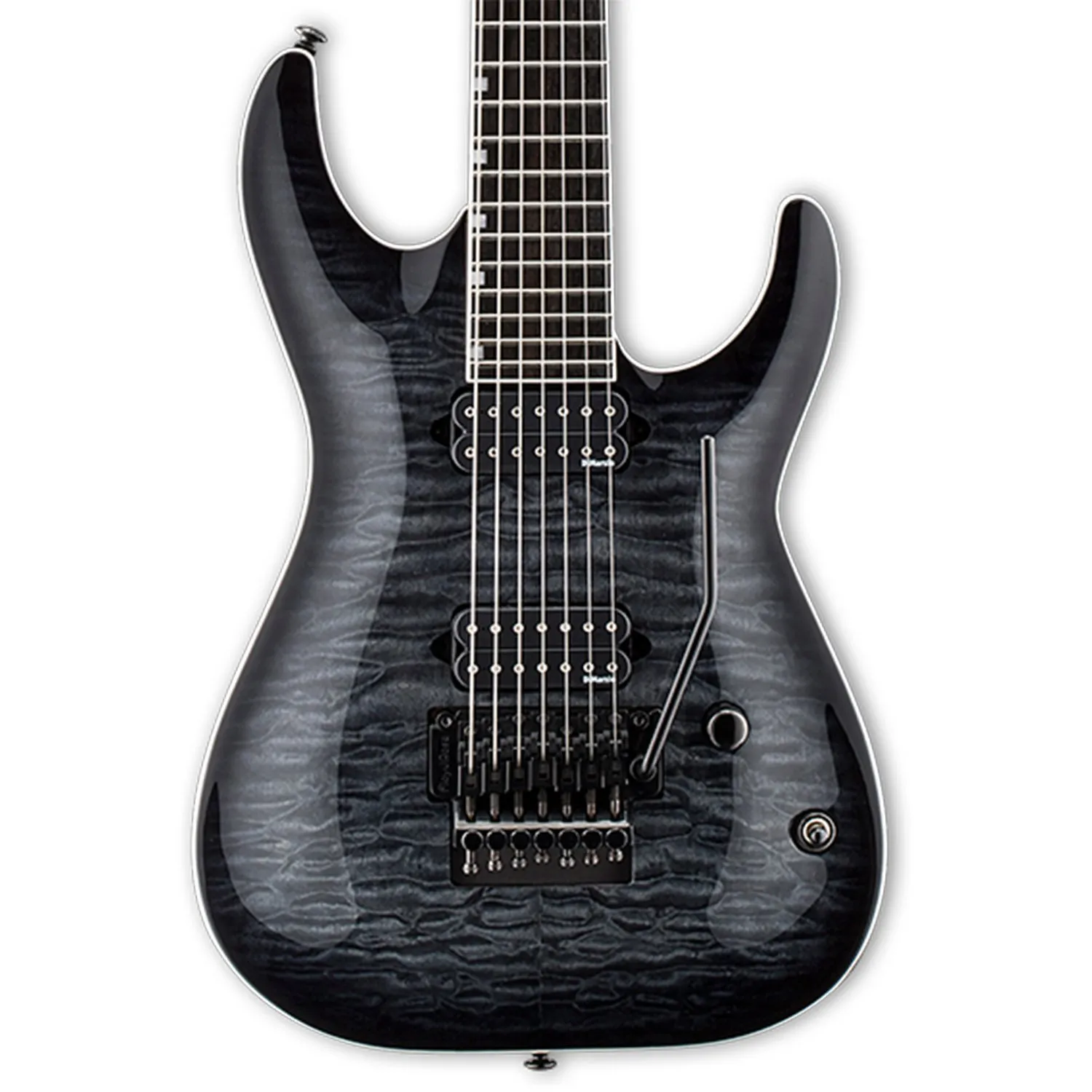 ESP LBS7BQMSTBLKSB Solid-Body Electric Guitar, White Chapel Signature, 26.5' Scale, Ebony Fingerboard