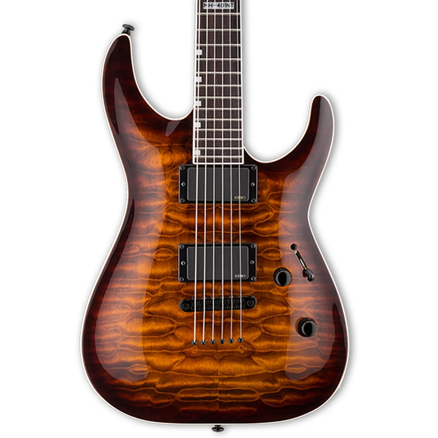 ESP LTD MH-401NTQM Electric Guitar, Dark Brown Sunburst, Mahogany Body, Quilted Maple Top