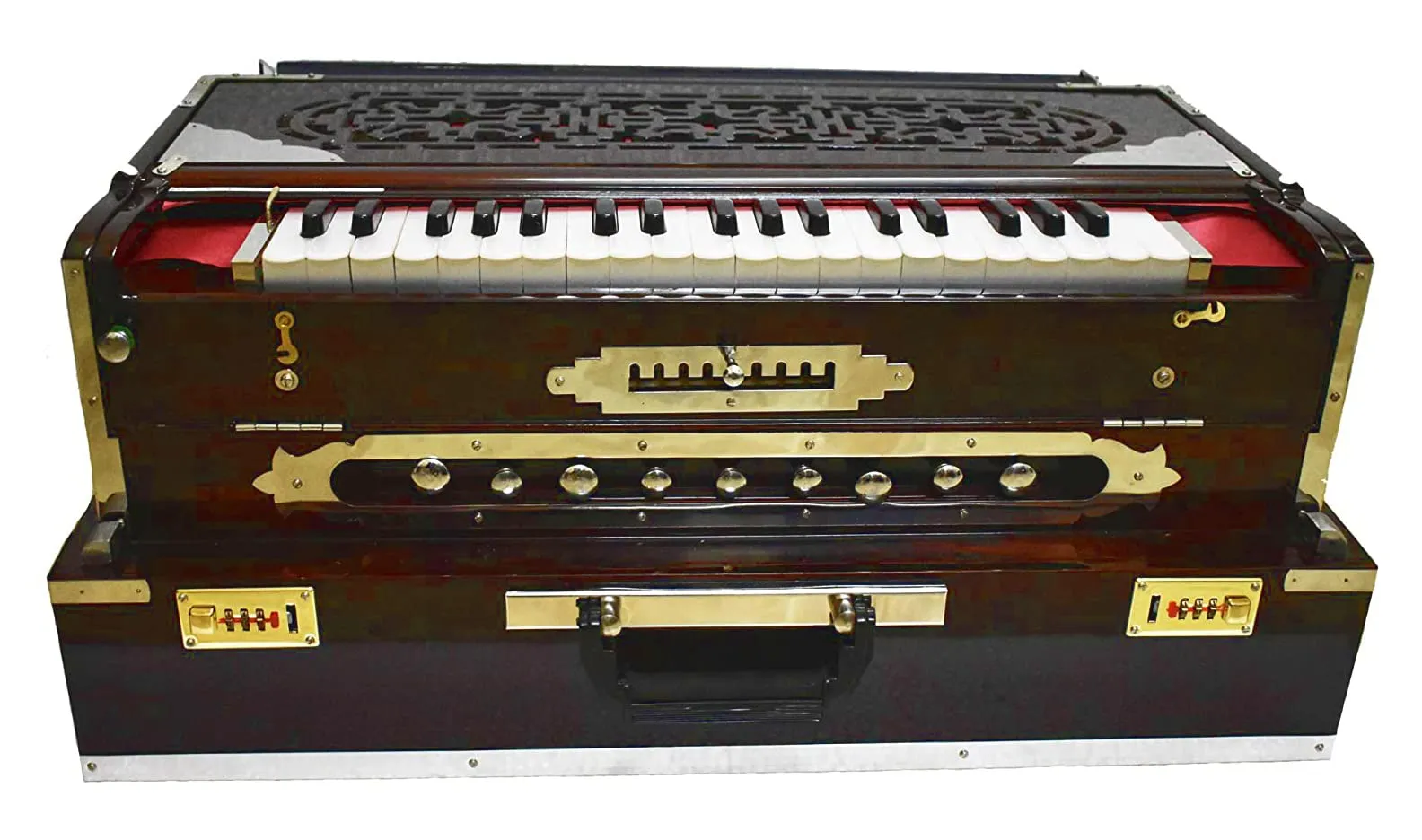 Extended Range 11 Scale 3.75 Octave Pro-Quality Harmonium with Teak Construction and Gigbag