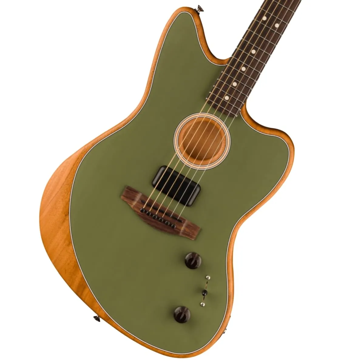 Fender Acoustasonic Player Jazzmaster Acoustic Electric Guitar - Antique Olive, Rosewood, Gig Bag