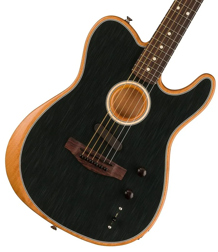 Fender American Acoustasonic Telecaster Electric Guitar, Black, Ebony Fingerboard, 2-Year Warranty