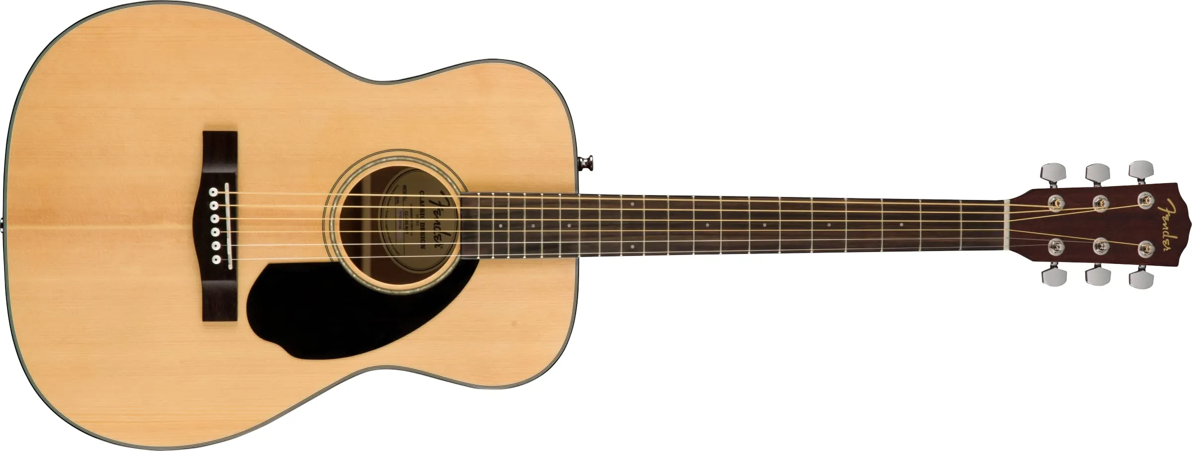 Fender CC-60S Concert Acoustic Guitar - Natural, Solid Spruce Top, 2-Year Warranty, Easy-to-Play