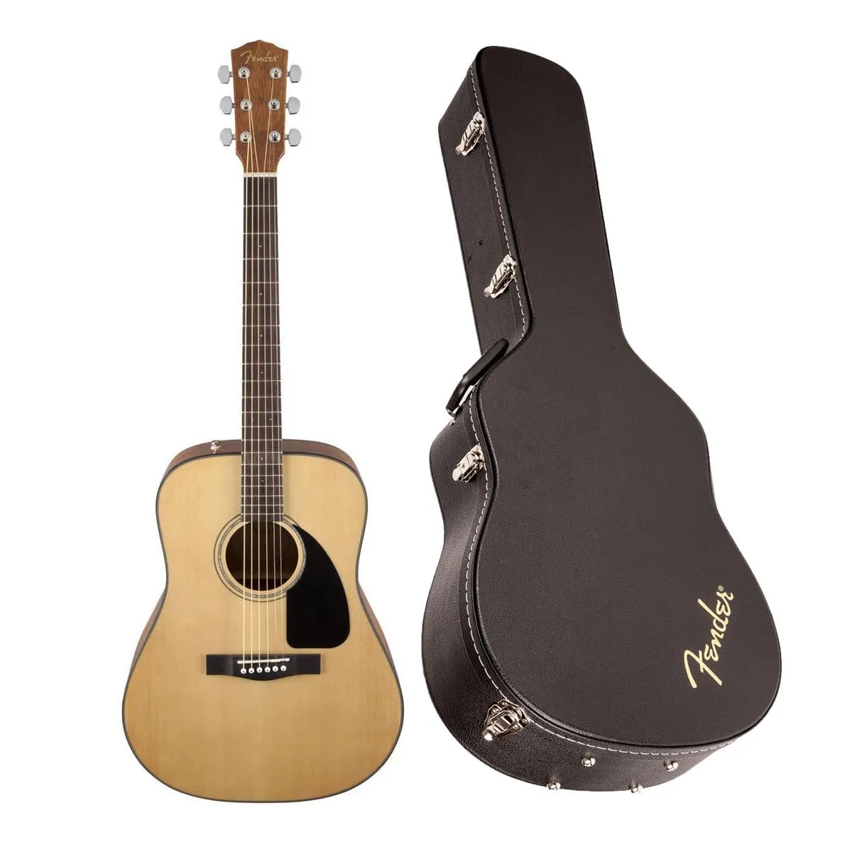 Fender CD-60 Dreadnought Acoustic Guitar, Natural Finish, with Hardshell Case & 2-Year Warranty