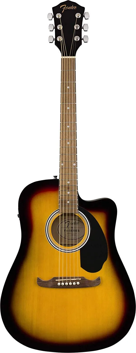 Fender FA-125CE Sunburst Dreadnought Acoustic Electric Guitar with 2-Year Warranty