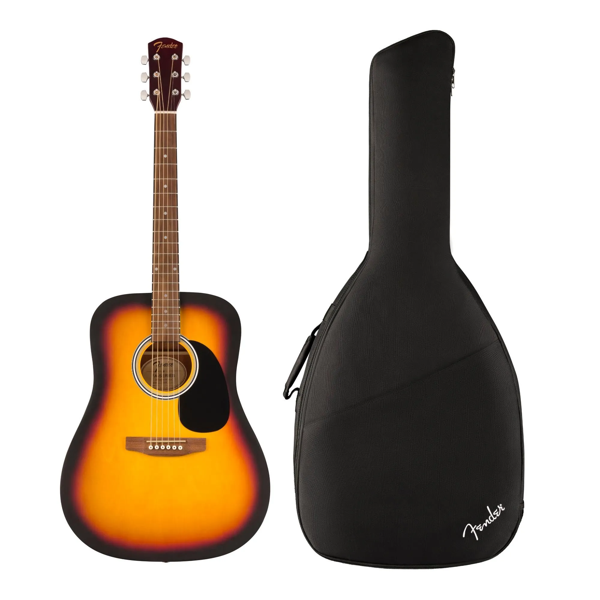 Fender FA-25 Dreadnought Acoustic Guitar for Beginners, Sunburst with Gig Bag, Black