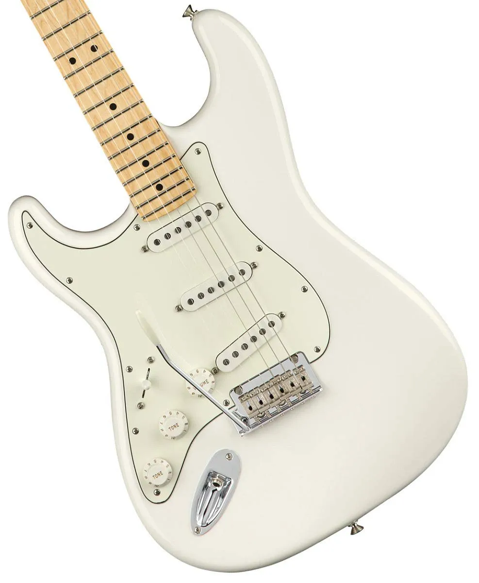 Fender Player Stratocaster SSS Electric Guitar, Polar White, Left-Handed, Maple Fingerboard