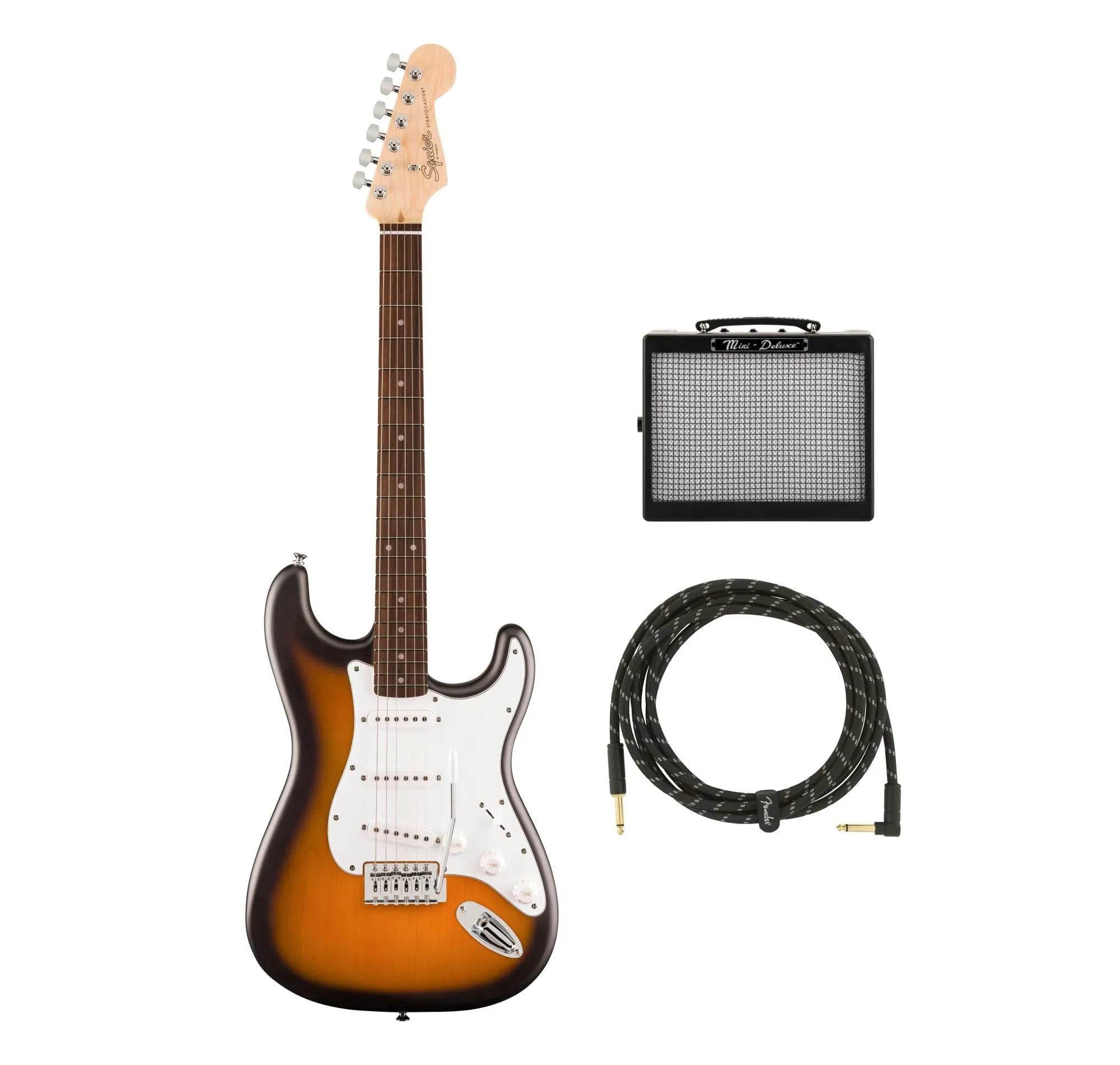 Fender Squier Debut Series Stratocaster Electric Guitar + Mini Deluxe Amp, 2-Year Warranty