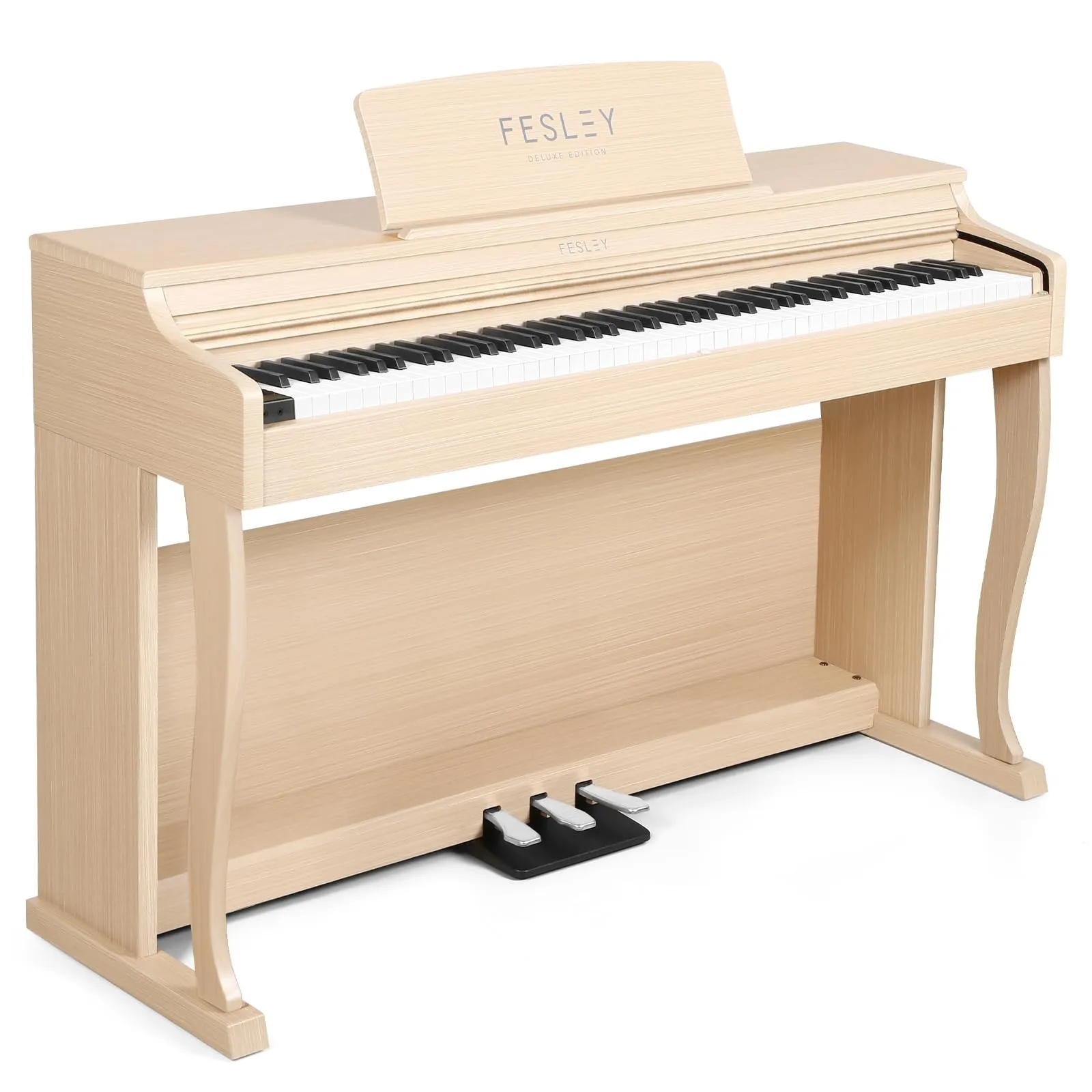 Fesley 88-Key Weighted Digital Piano with Bluetooth, MIDI USB, Dual 25W Speakers, Beige