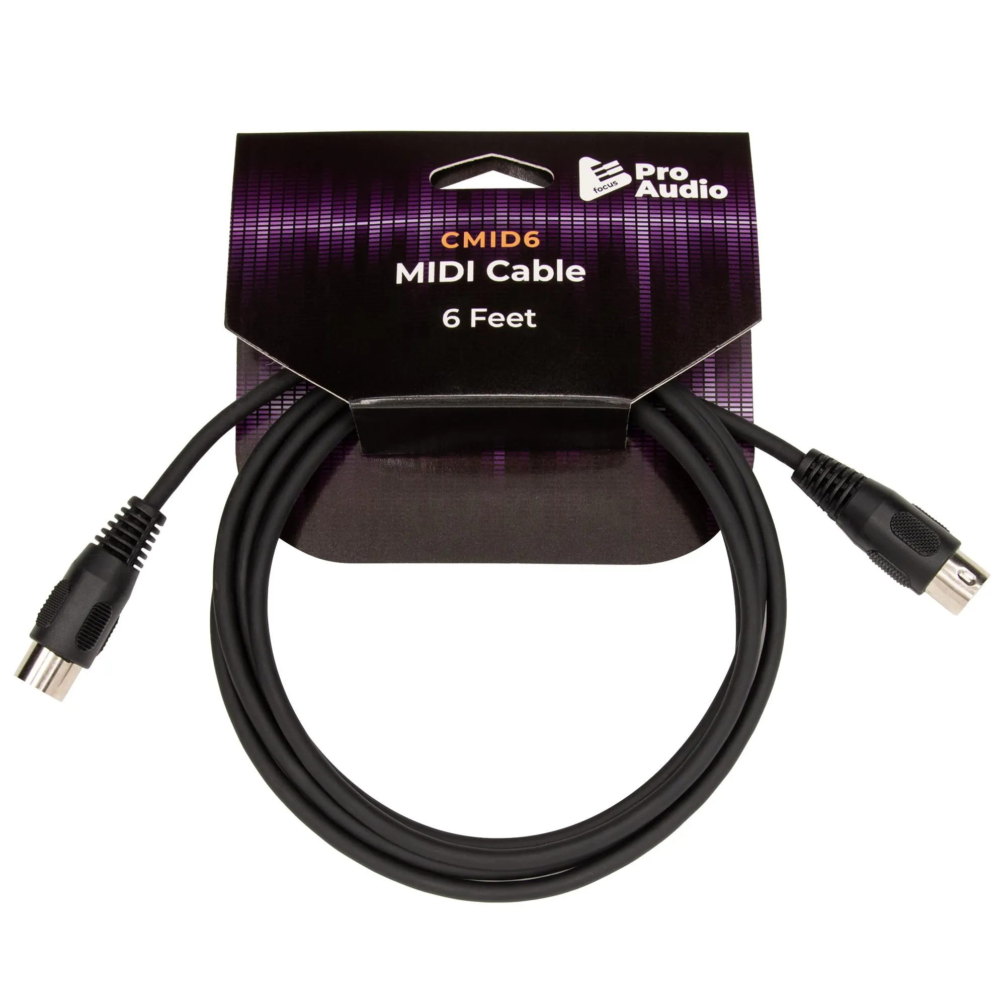 FocusProAudio FPA-CMID6 MIDI Cable 6-Feet - High-Quality Performance, Durable, Easy Plug-and-Play