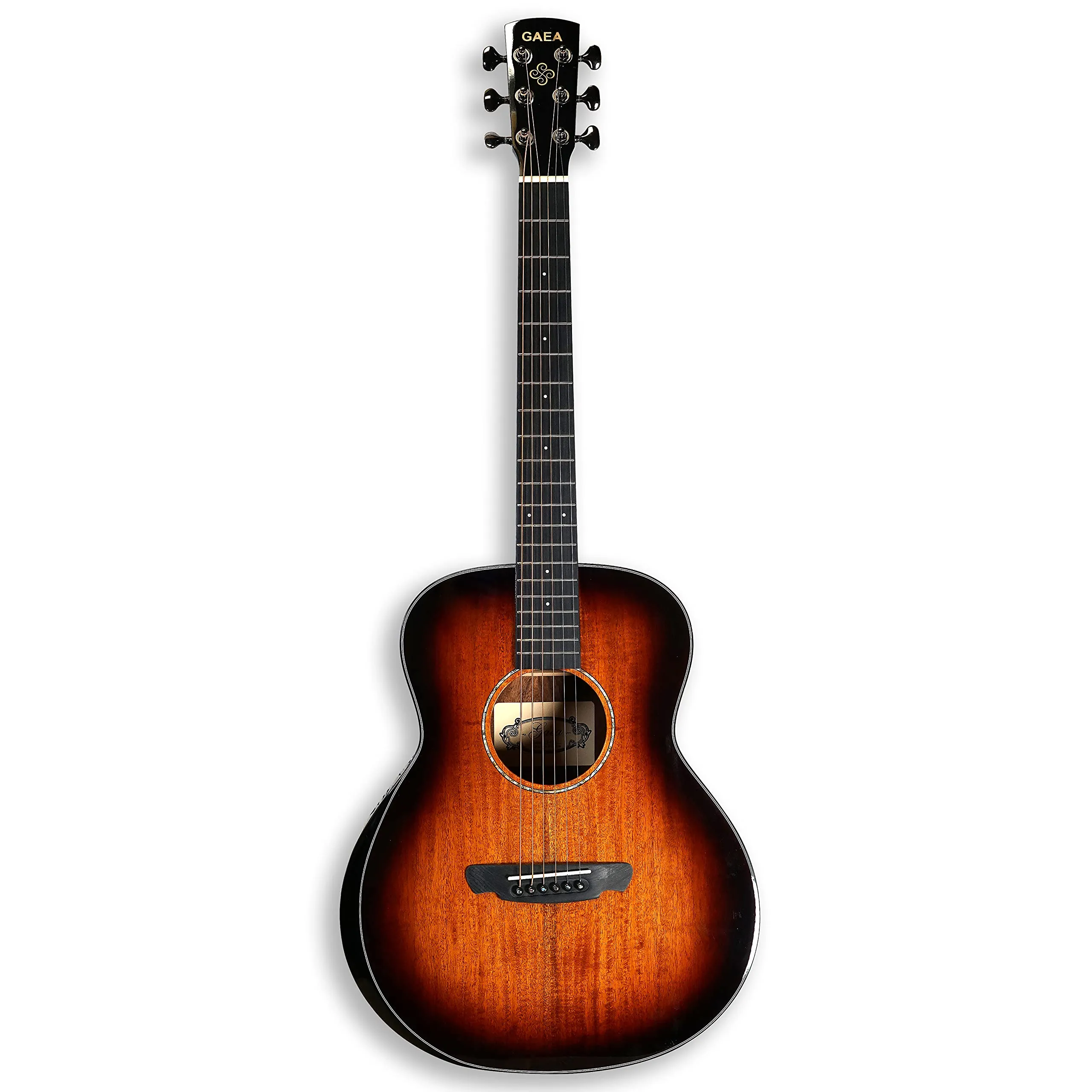 GAEA 36' Solid Koa Top Travel Acoustic Guitar with D'Addario Strings, Rosewood Fingerboard