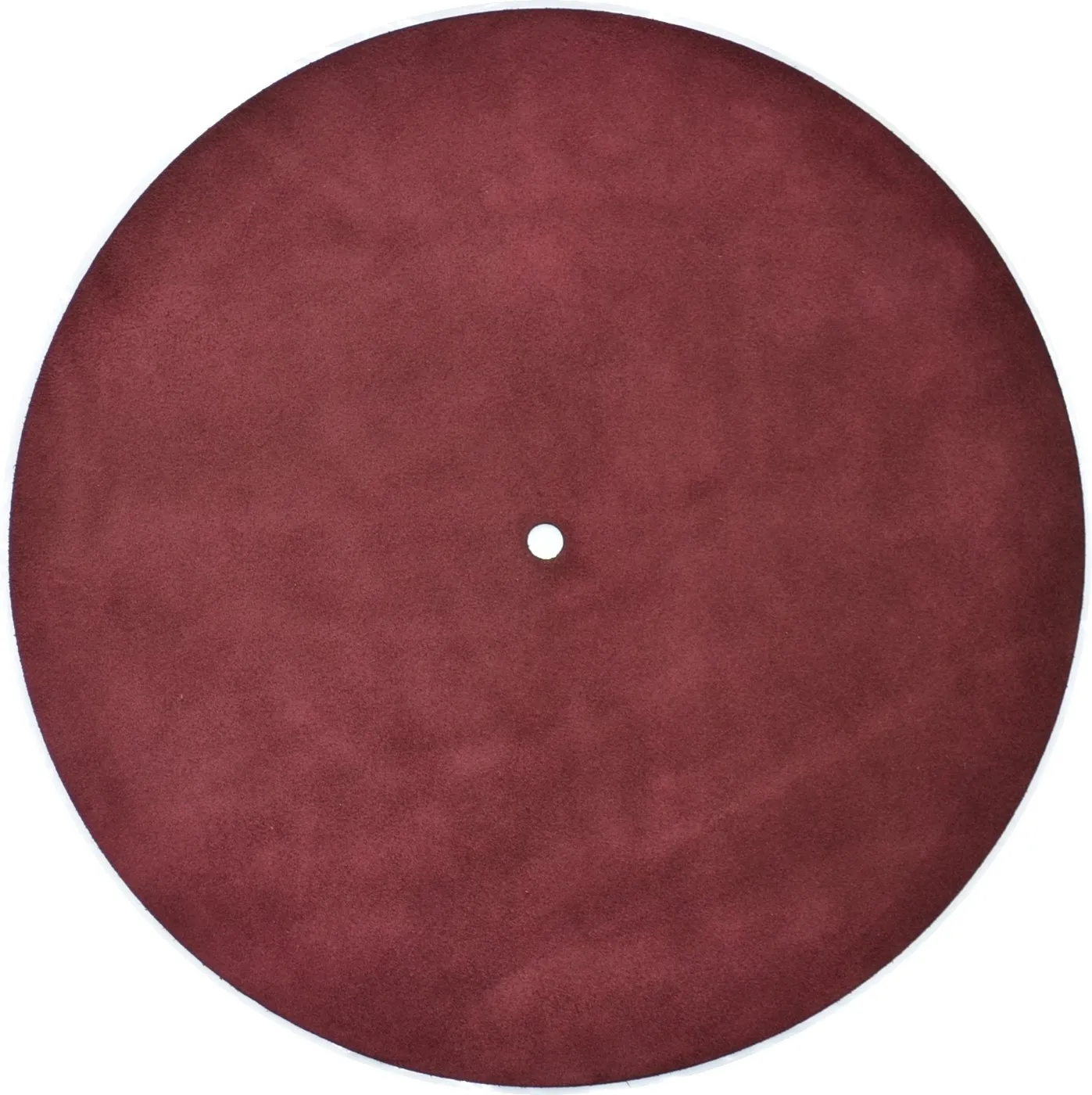 Genuine Leather Turntable Platter Mat Maroon Suede 11.5' Diameter Static-Free Non-Slip Surface