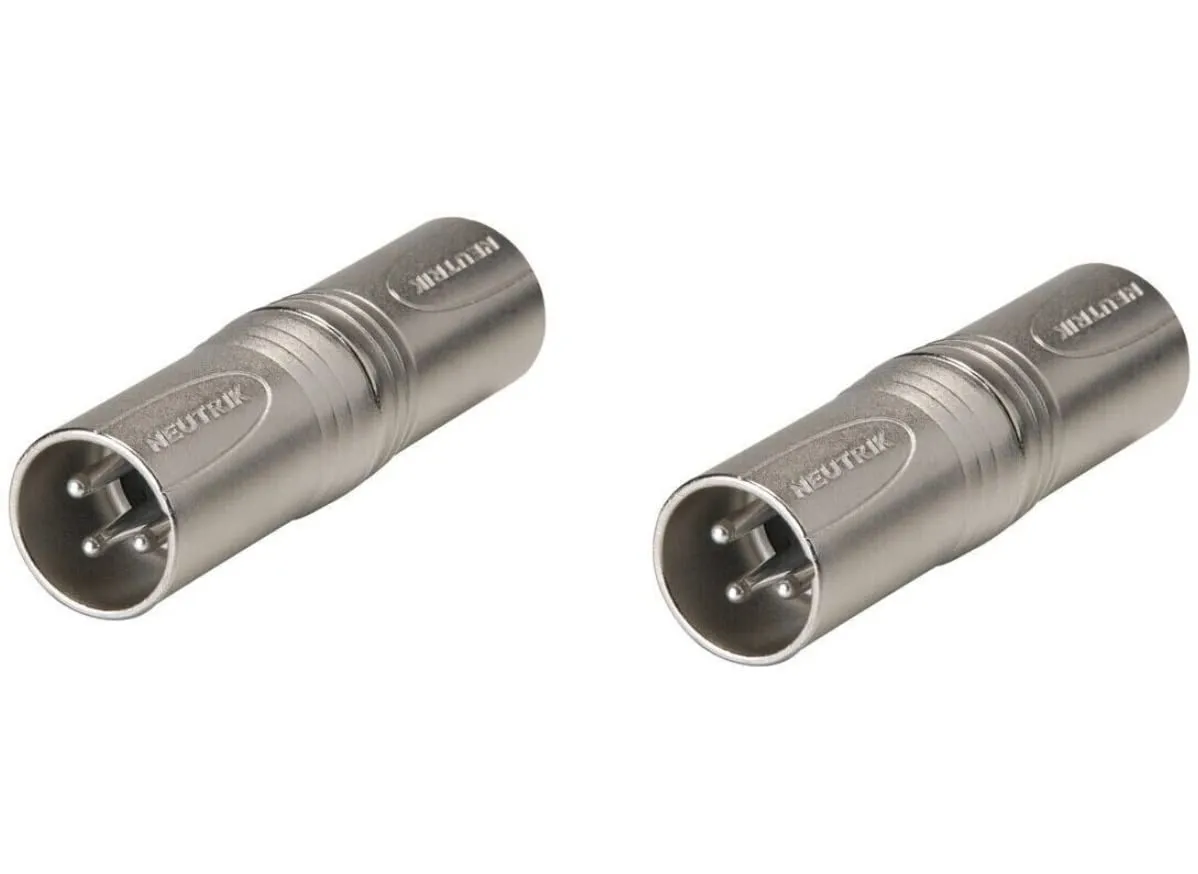 Genuine NEUTRIK NA3MM 3-Pin XLR Male Coupler Adapter, Compact, Durable, Professional Audio Solution